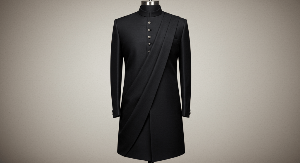 Pakistani Style Customized Black Sherwani Available in&nbsp;USA